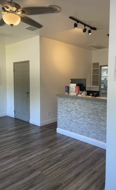 Reception counter and doorway inside the El Dorado Hills animal hospital